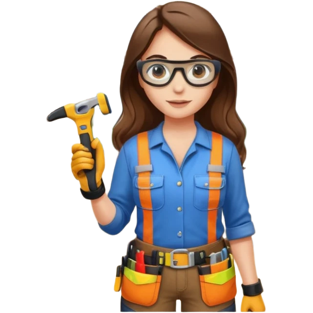 beautiful girl with long brown hair constructing new lounge room area emoji