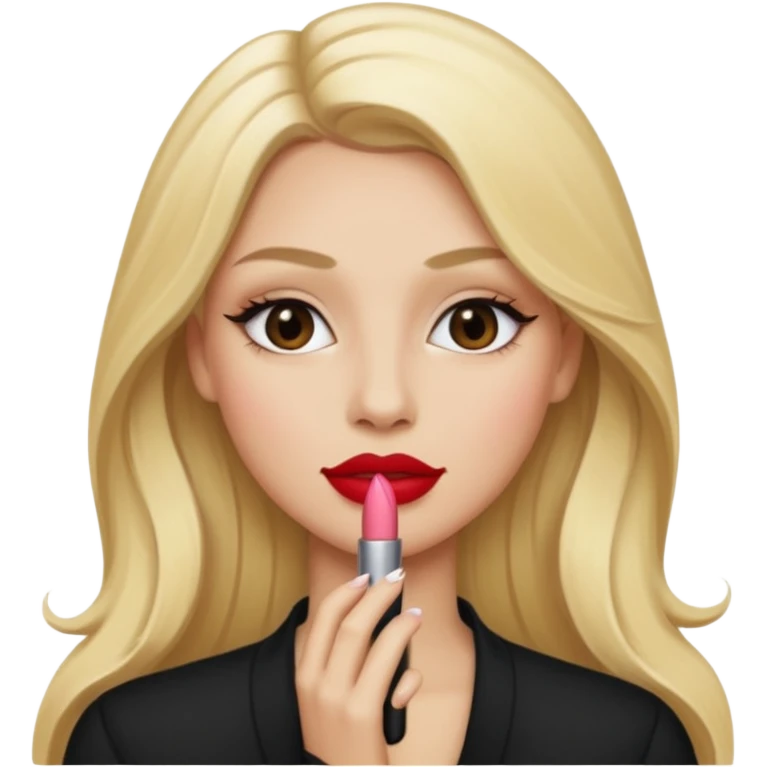 Humana con pelo rubio y latgo con maquillaje en la cara emoji
