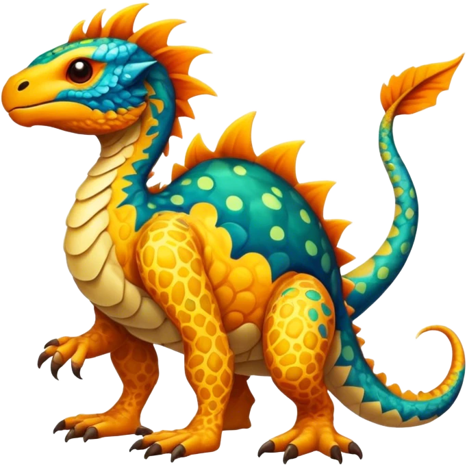 a vibrant colorful edgy vernid-fionbri-creature with splashscale-patterns full body emoji