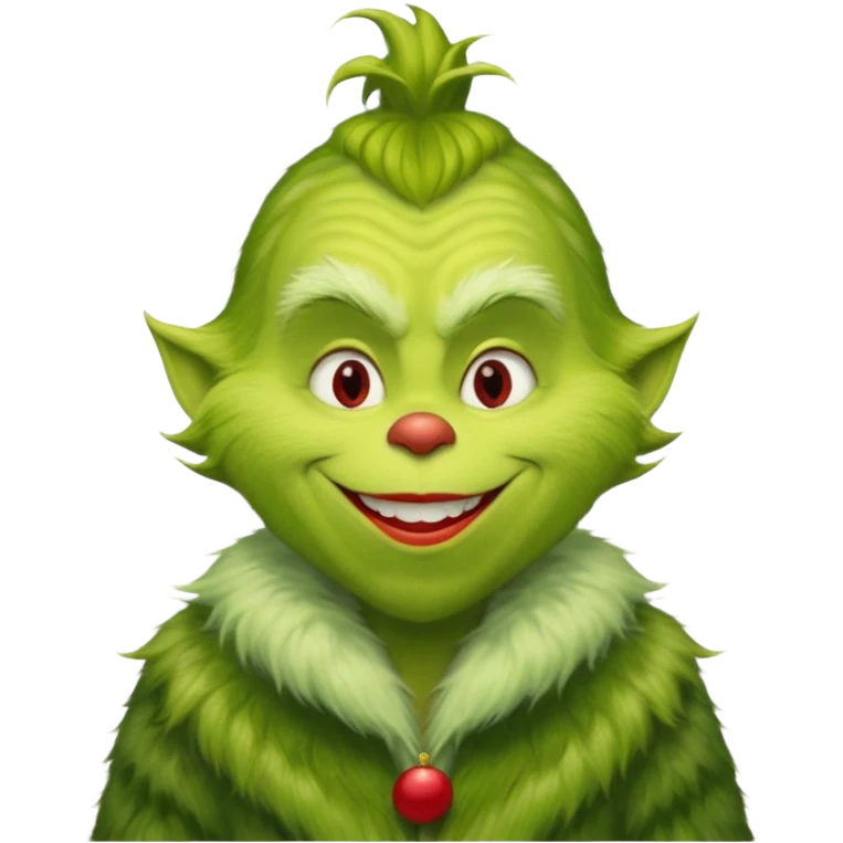 male in green fur coat like grinch emoji