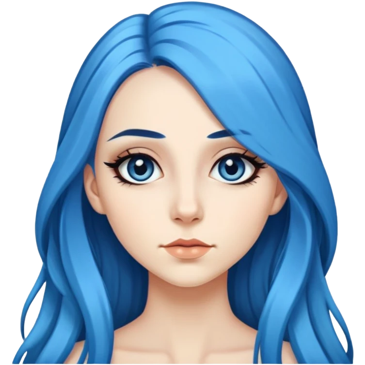 pretty long and blue hair baddie with eyeliner  emoji