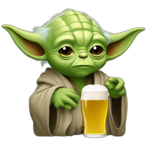 Yoda bois une bière emoji