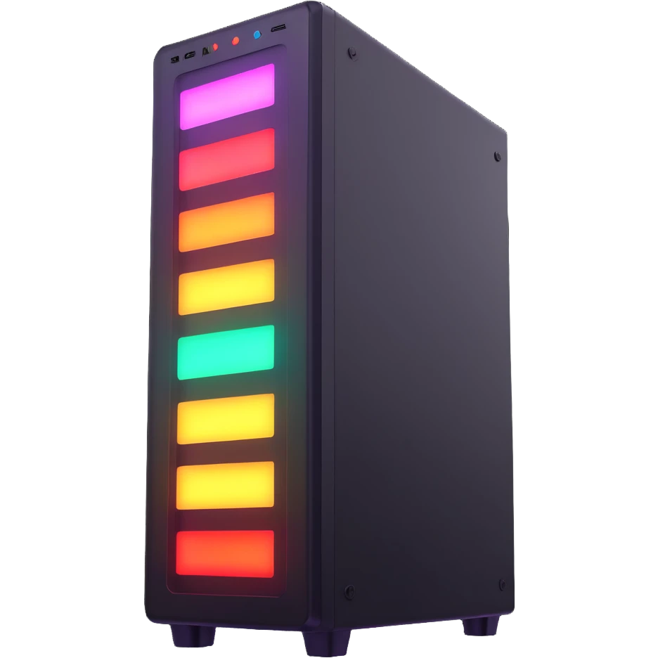 PC tower with bright glowing RGB lights emoji