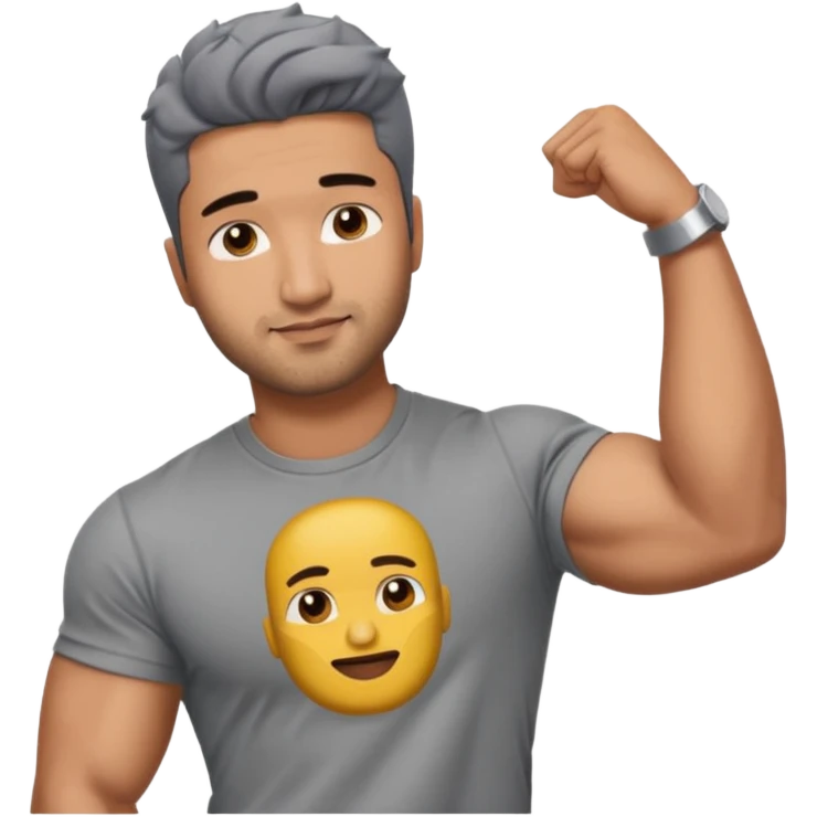 ipretty bratz emoji of vicky kaushal wearing a grey tee, muscular emoji