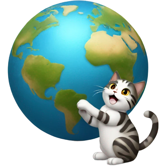 cat playing with globe  emoji