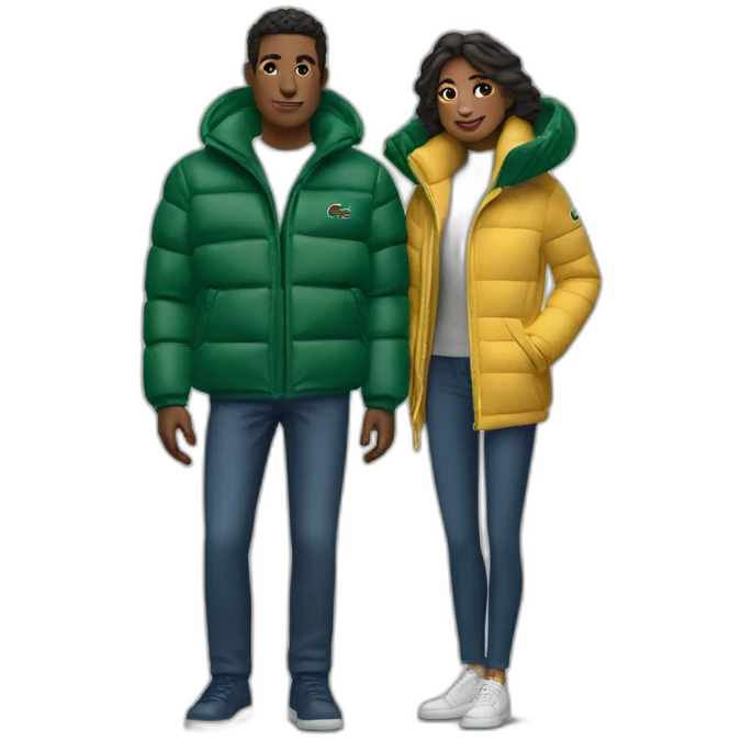 Couple with lacoste puffer jacket emoji