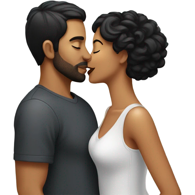 I have black hair, so does my girlfriend and we kiss.
 emoji