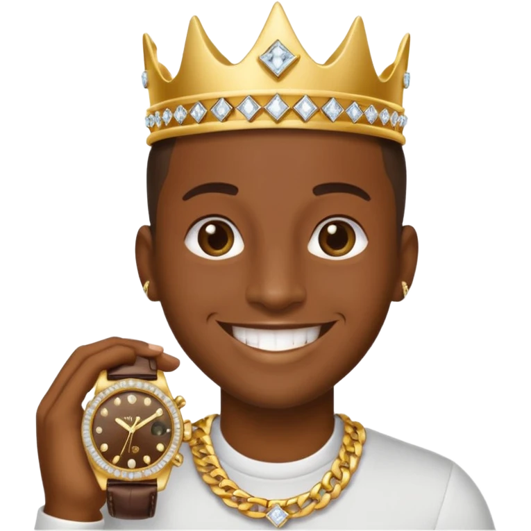 iPhone style emoji showing off his diamond encrusted grill and watch emoji