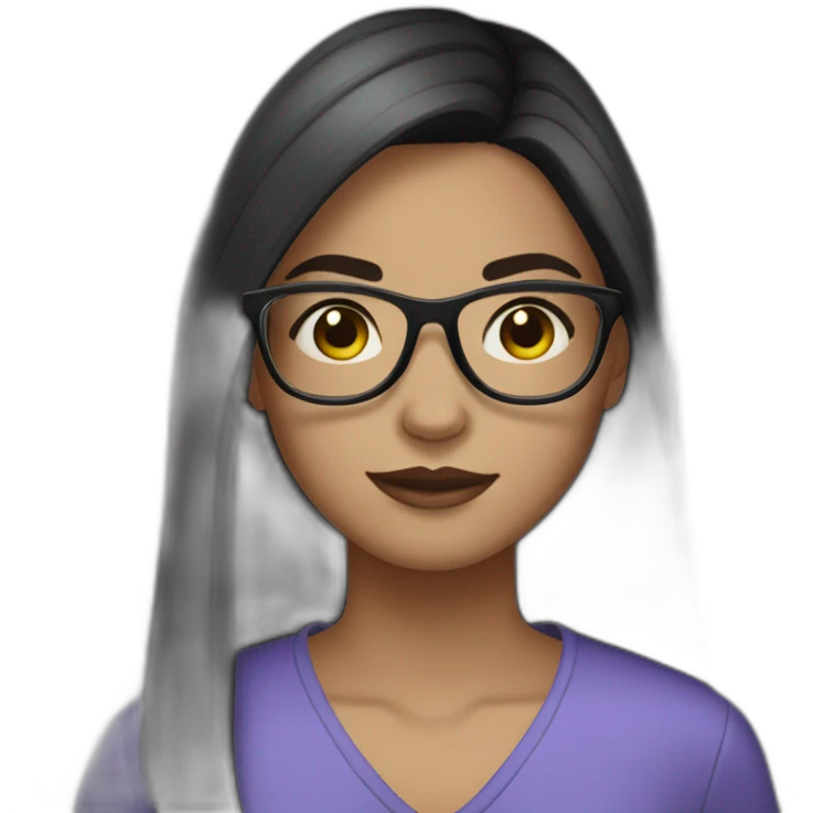 teenage girl with dark straight hair, glasses, gown eyes and light skin emoji