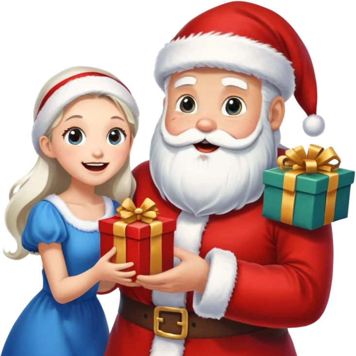 Santa Claus robándole los regalos a una niña  emoji