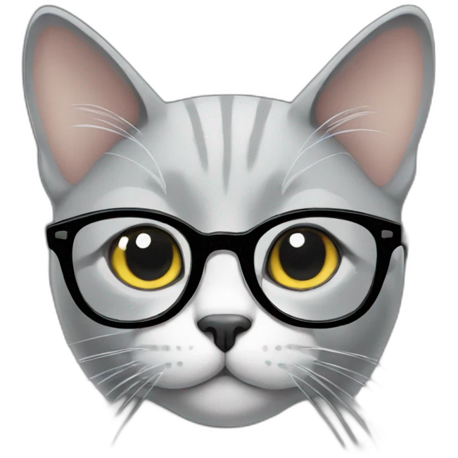 grey cat with glasses emoji