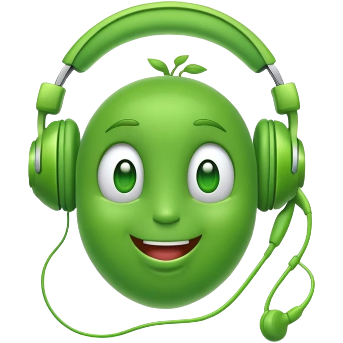 excited green pea with headphones emoji
