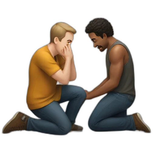 man on knees facing man emoji