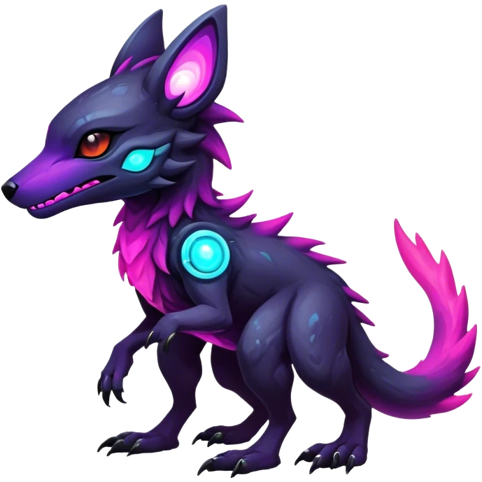 Epic Edgy Cute Colorful Vibrant Dark Nebula Modern Vernid-Sergal-Protogen-creature-animal, full body emoji