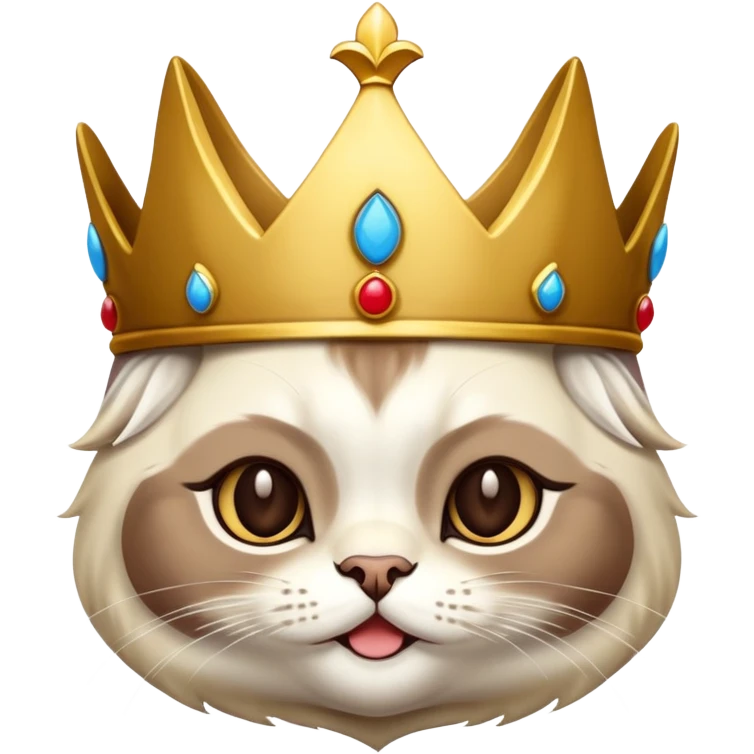 Chat sacré de birmanie avec une couronne dorée sur la tête emoji