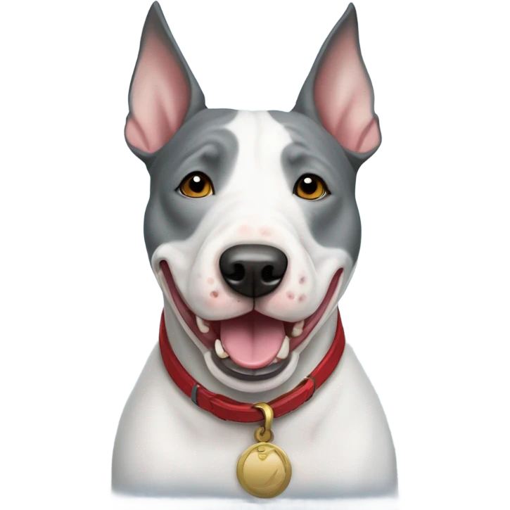 Grey Stanford shire bull terrier dog portrait emoji