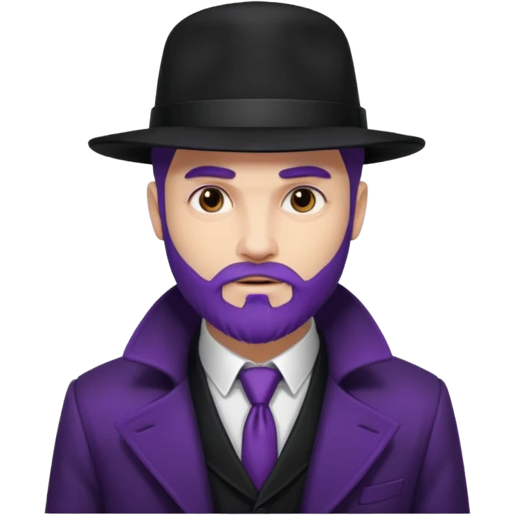 Give me png of a character having bold masculine beard and hairs with white skin which should look similar to a gangster, the colour tone should be purple emoji