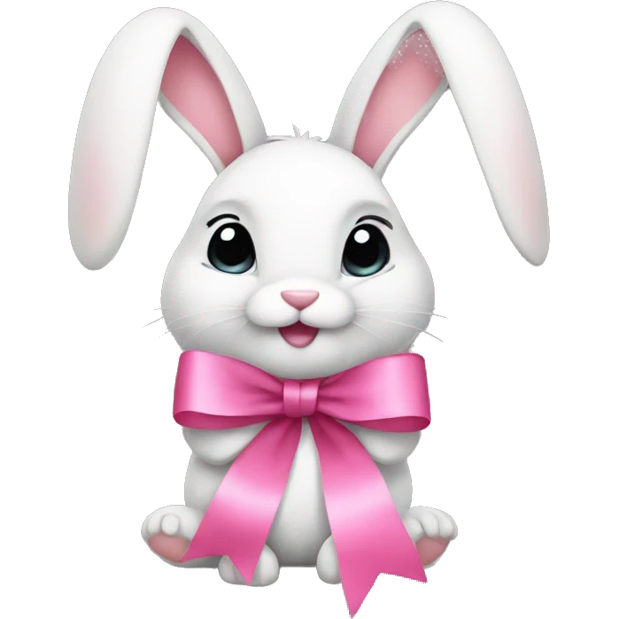 bunny with pink ribbon emoji