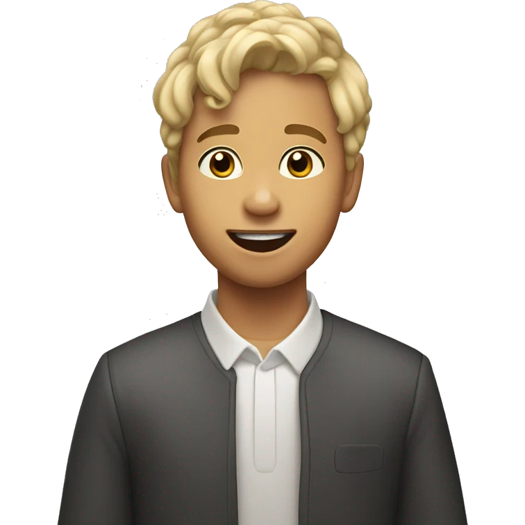 White 10 year old boy ith daek hair singing at chruch  emoji