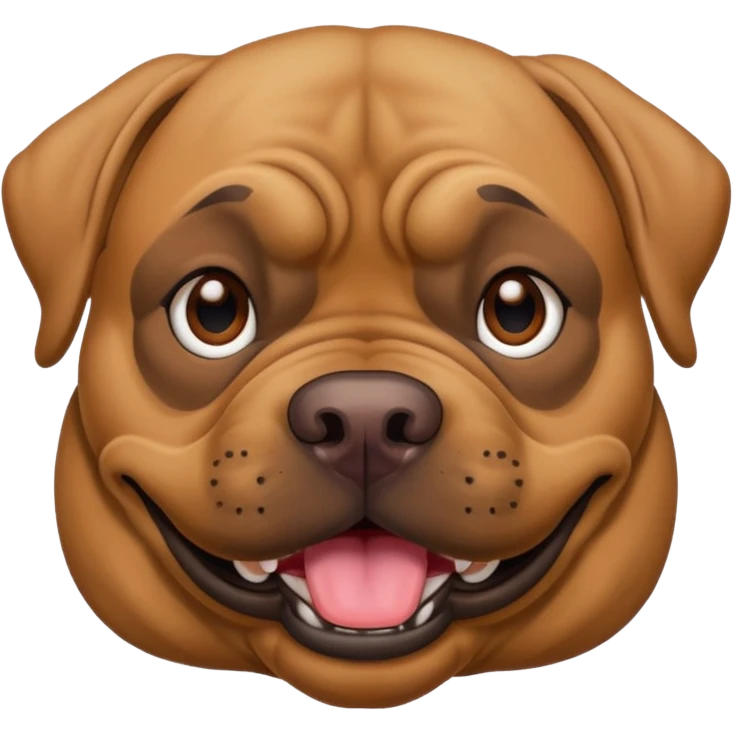 Large light brown bull mastiff with a sweet smile  emoji