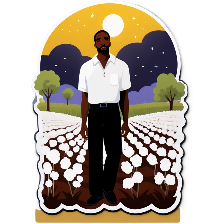 Black man in a cotton field saying goodnight  emoji
