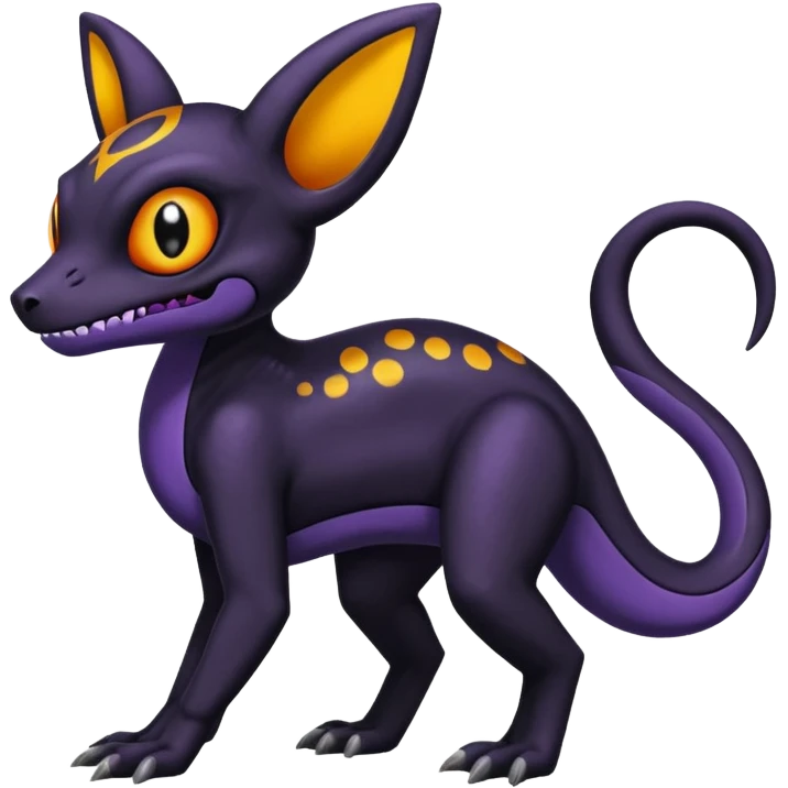 Vintage Dull Dark Gloomy Duskull-Salandit-Umbreon-Fakémon-hybrid-creature (full body)  emoji