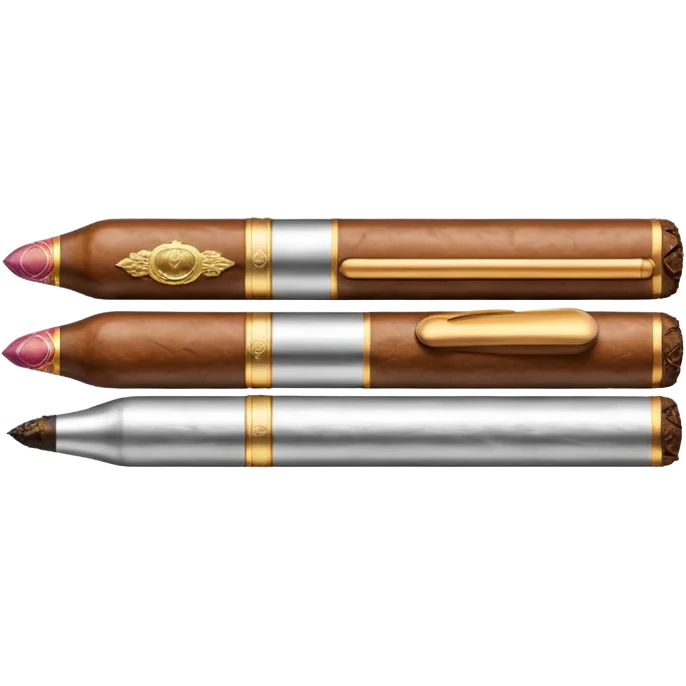 A luxury cigar emoji made of silver chrome, smooth metallic texture, minimal shape, glossy reflections, rich swag aesthetic, iOS emoji style, centered, clean white background emoji