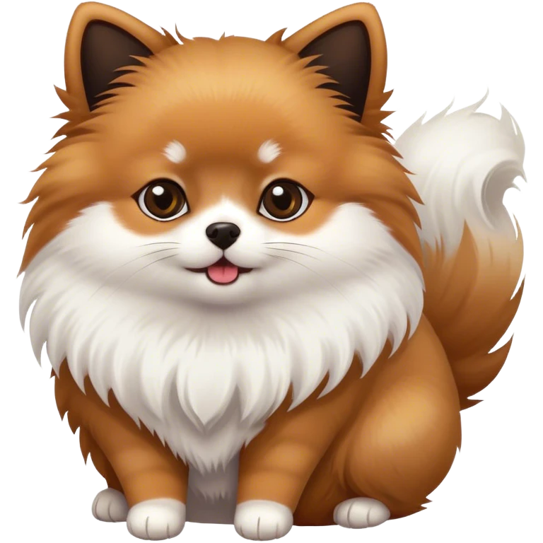 White pomeranian with Brown cat and black cat  emoji