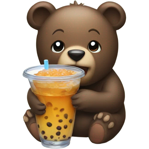 Bear drinking boba emoji