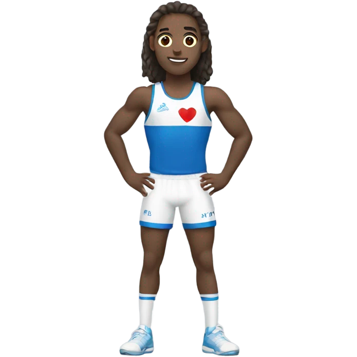 European athlete with a heart emoji