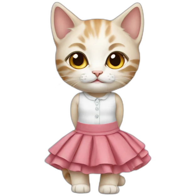 realistic kitten in the skirt emoji