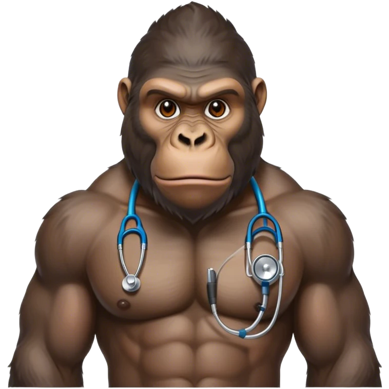 super buff gorilla WITH STETHOSCOPE emoji