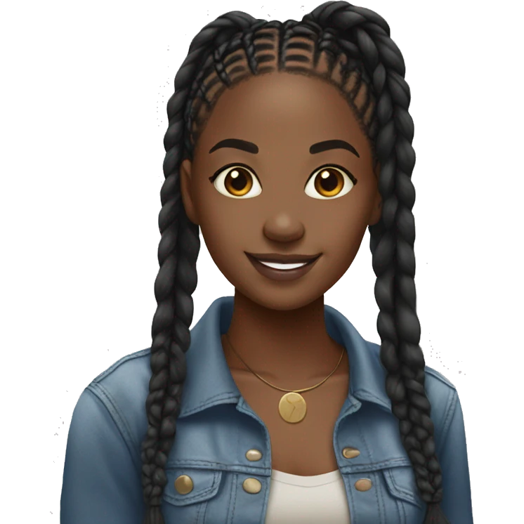Pretty black girl with box braids  emoji