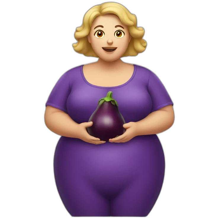 fat woman holding eggplant emoji