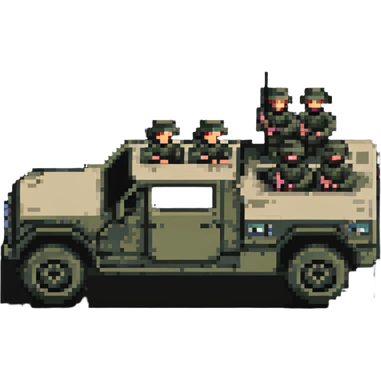 Military vehicle with soldiers emoji