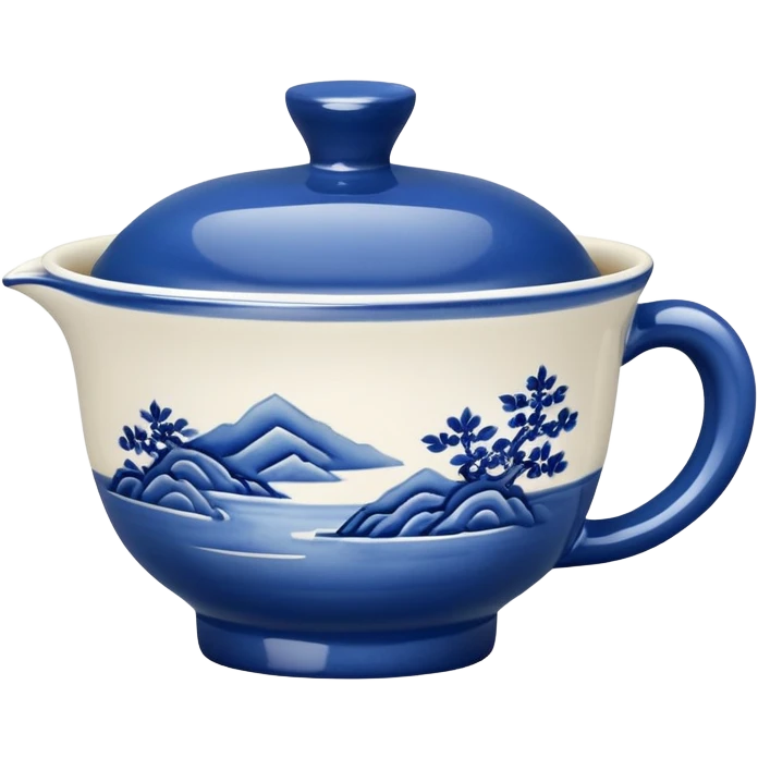 blue chinese gaiwan without handles emoji