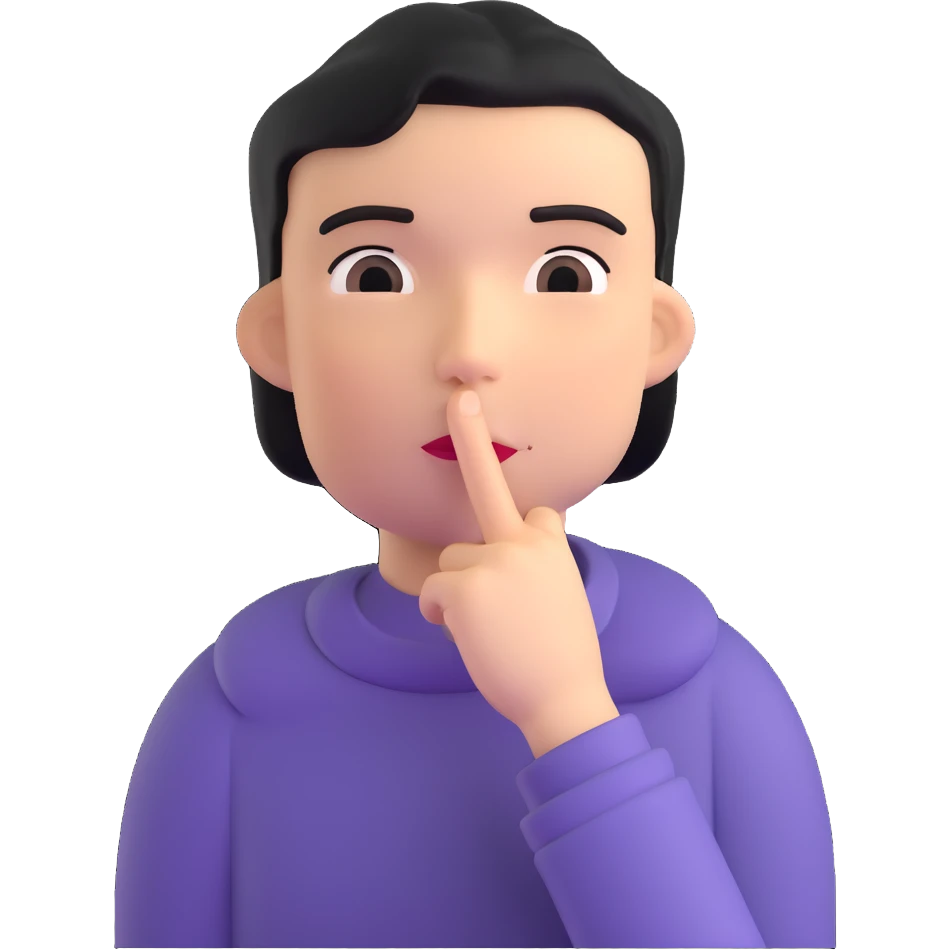 3d character with finger over lips making quiet gesture emoji