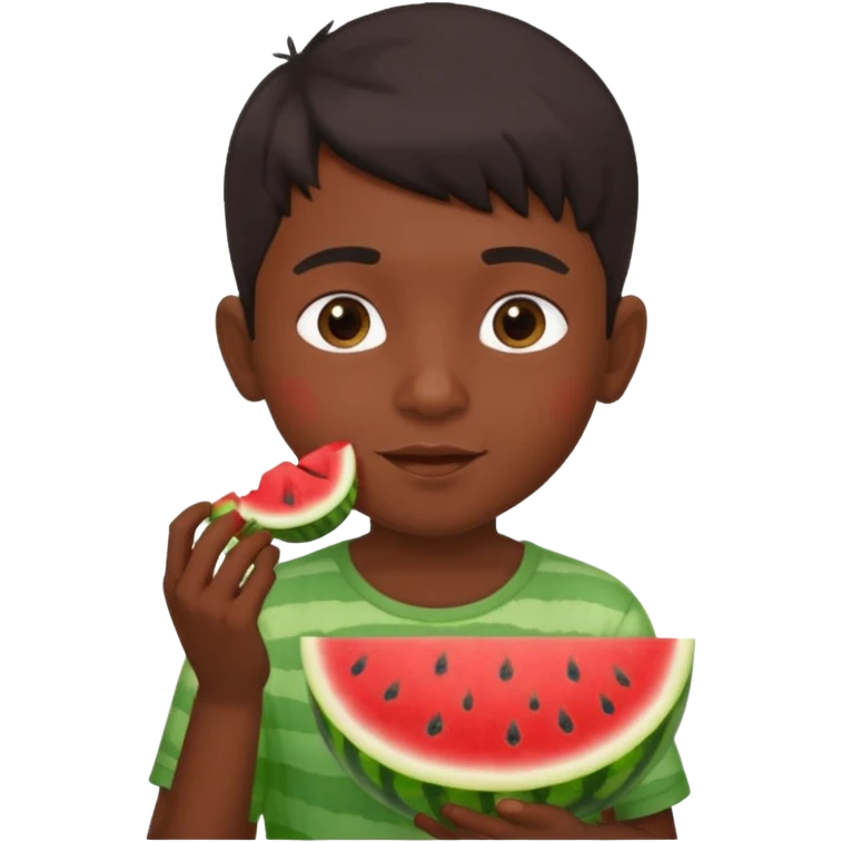 Indian boy eating watermelon  emoji
