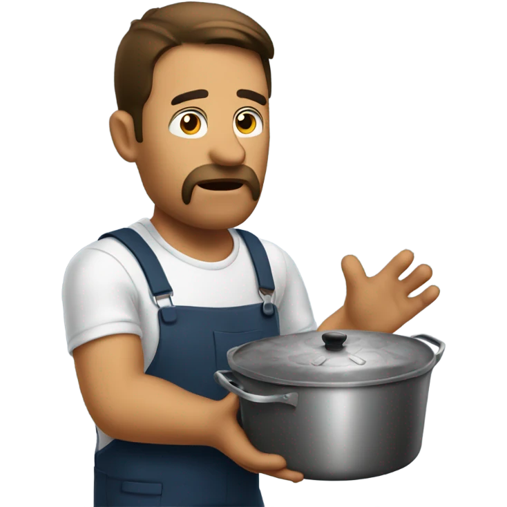 Confused Man holding Dutch oven  emoji