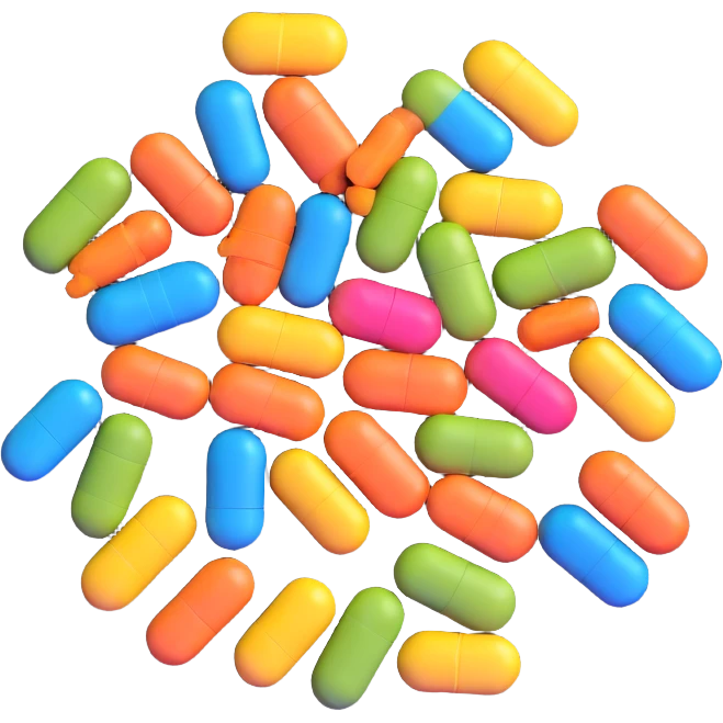plate with supplement pills and capsules instead of food emoji
