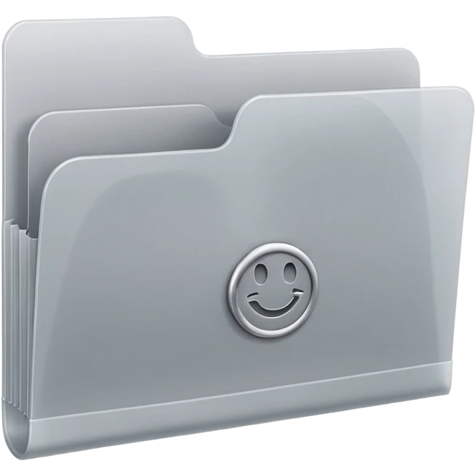 A **simple emoji-style icon** of a **frosted light-gray plastic folder** with **rounded corners**, **elastic string and button closure**, slightly translucent, clean front, subtle shading, and a **small tax/forms symbol in one corner.
 emoji