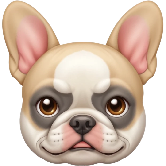 jealous white french bulldog with gray ears emoji