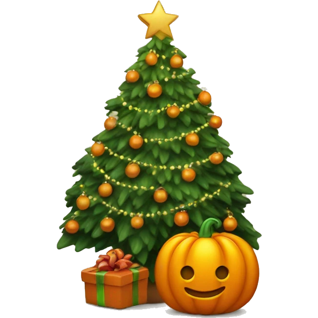 Christmastree with pumpkin emoji
