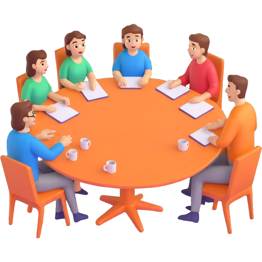 group of people talking around a table emoji
