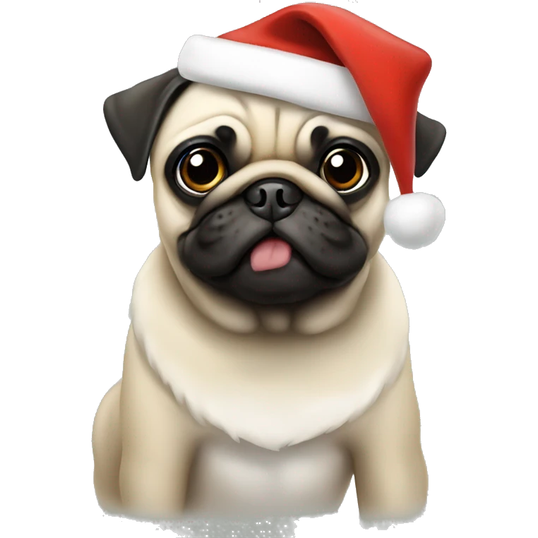 Pug with a santa cap emoji