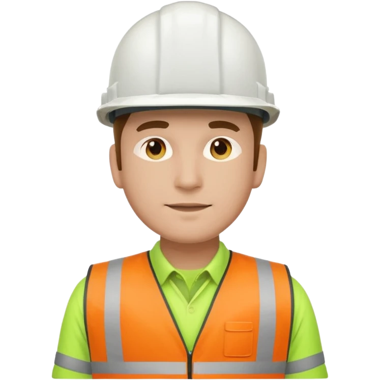 Hombre ingeniero casco blanco y chaleco verde emoji