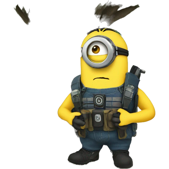 A Minion in survival gear under a tree    emoji