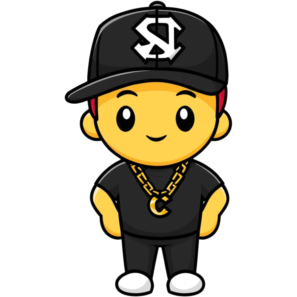 Brazilian rapper Chefin with cap and gold chain emoji