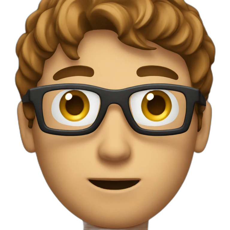 close-up shot of a man surprised face with brown hair holding a camera emoji
