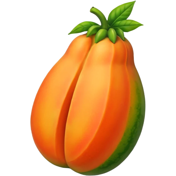 Starting from the current papaya emojis, use the second one as baseline. Modify the emoji slightly to make use of a flamlet to approximate the shape and color of the papaya emoji